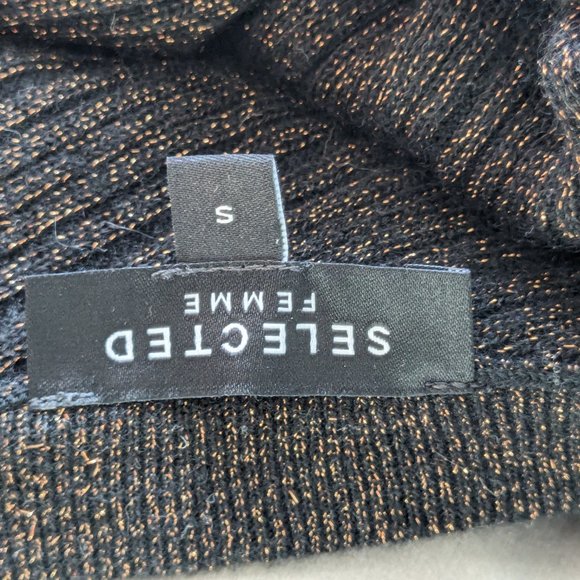 Wool blend black and gold metallic top Selected femme - Picture 3 of 6